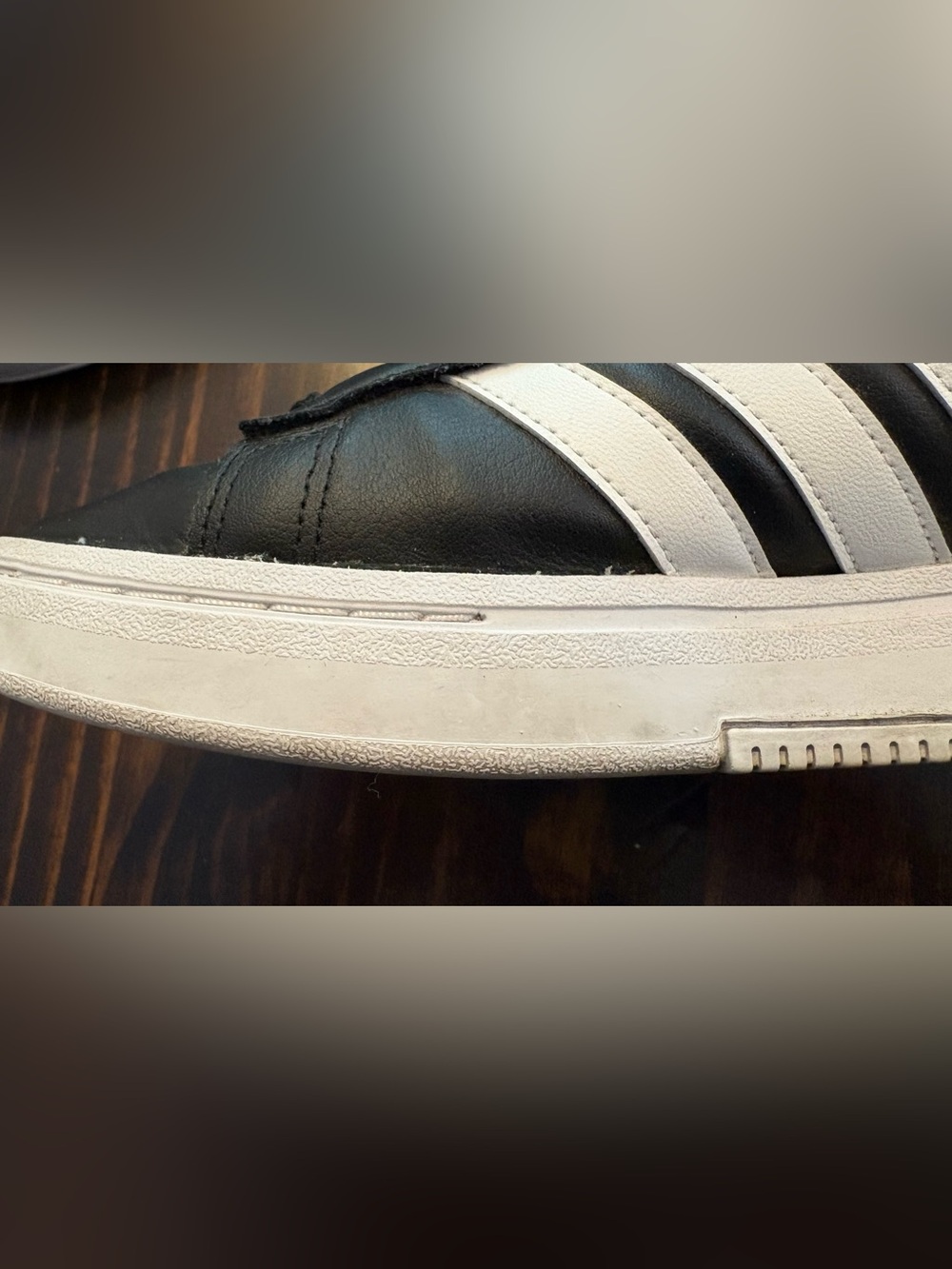 adidas Gradas Black White Leather Sneakers Men’s 9.5 - Picture 6 of 11